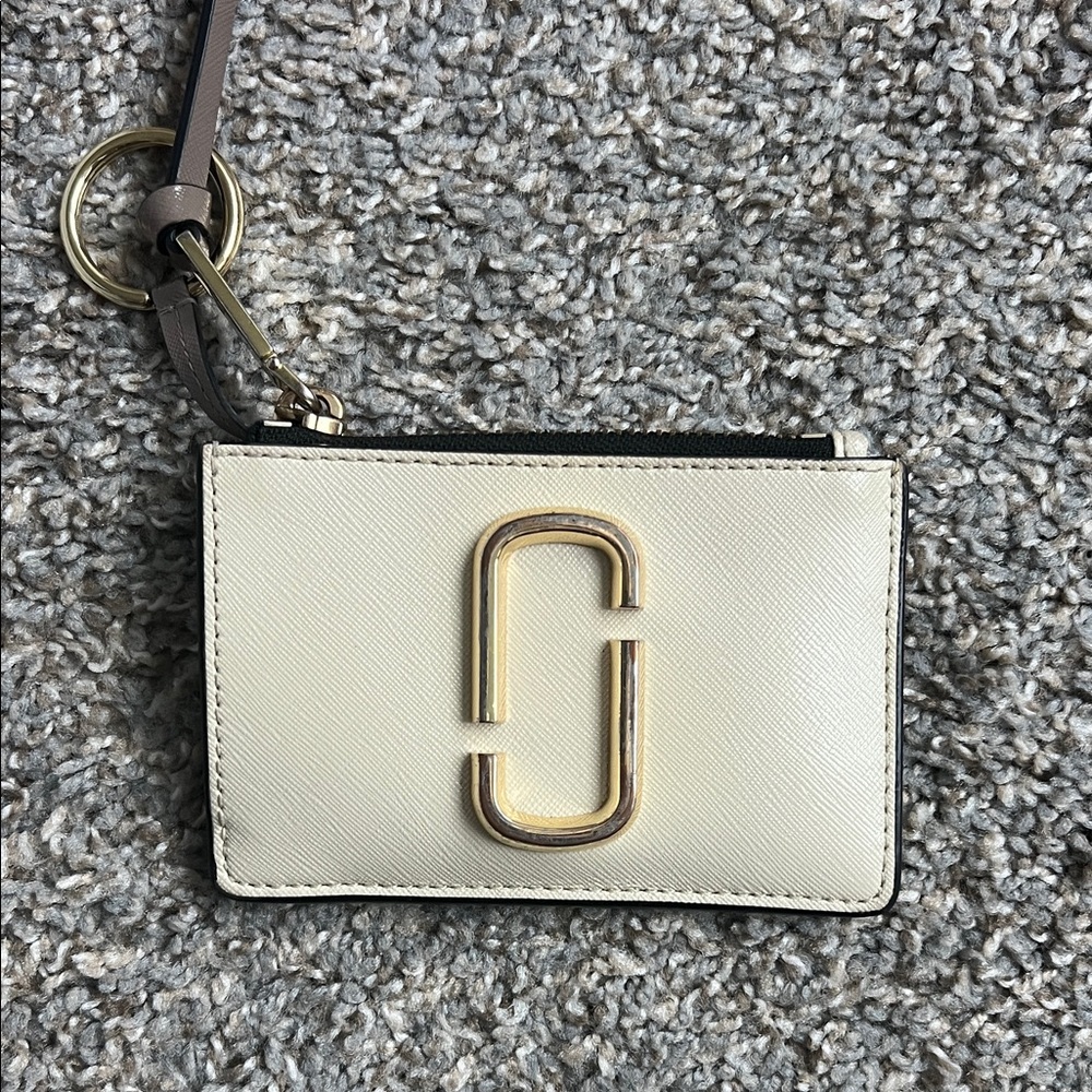 Marc Jacobs Cream Card Holder with Gold Accent